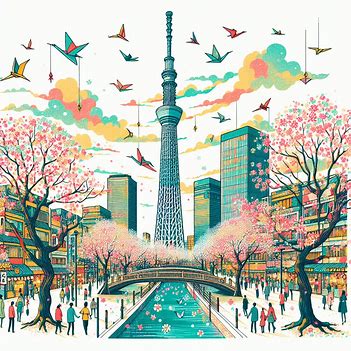 東京スカイツリーのイラスト。画像 4/4